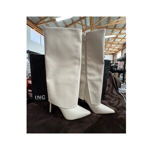 INC International Concepts Women's Off White Knee-High Boots 8